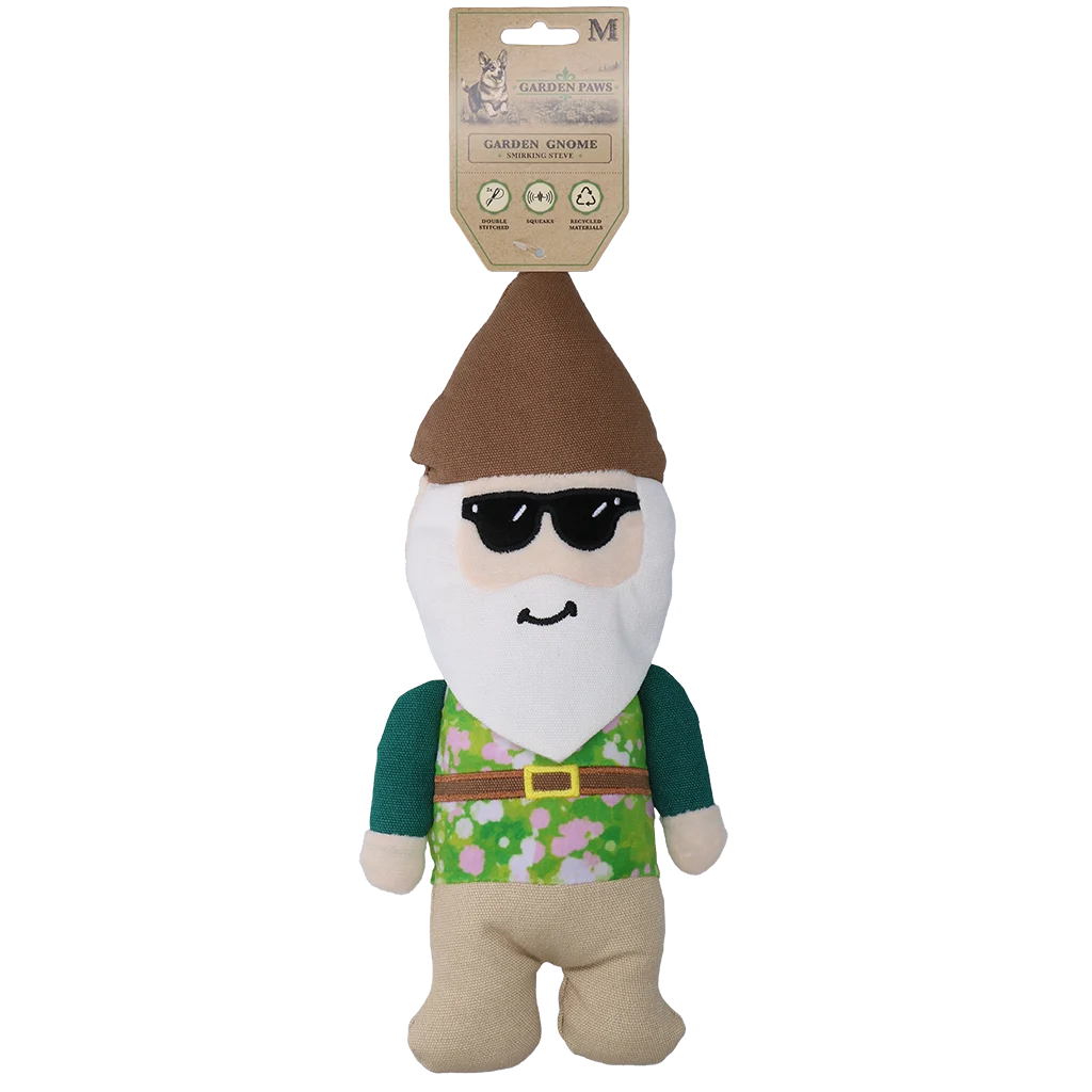 Hundekuscheltier Gartenzwerg mit Quietscher M – Garden Paws Garden Gnome Smirking Steve M – Bild 1