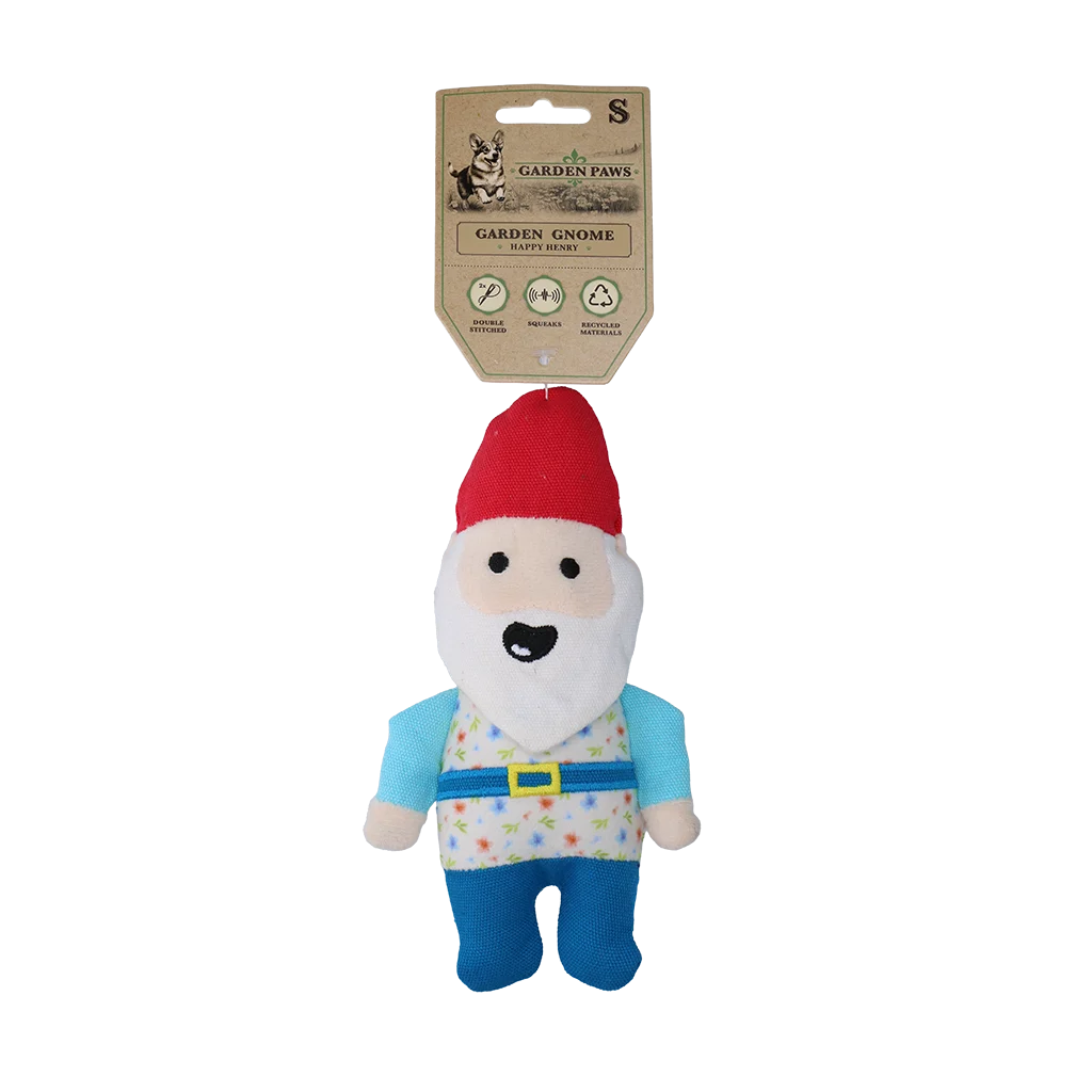 GARD0022S.png Hundekuscheltier Gartenzwerg mit Quietscher S – Garden Paws Garden Gnome Happy Henry S – Bild 1