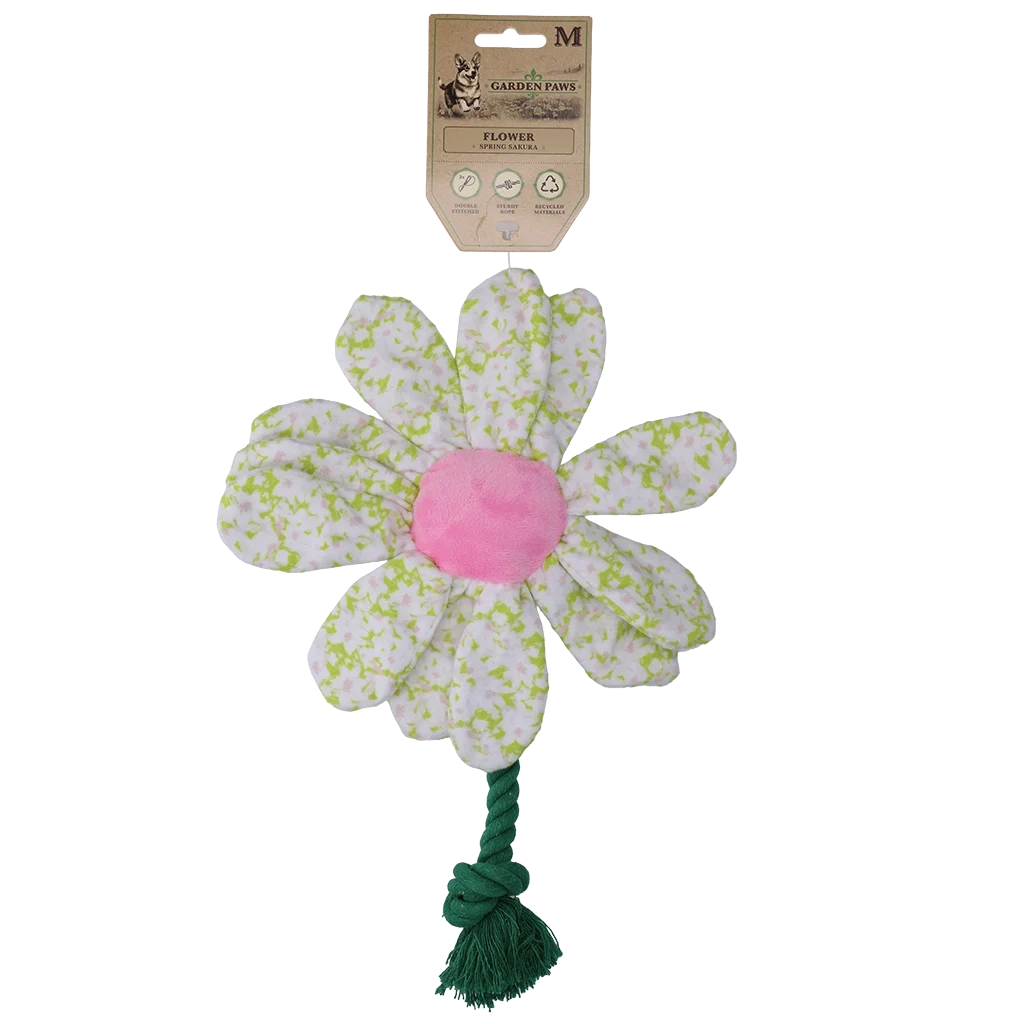 GARD0031M.png Hundekuscheltier Blume mit Seil, M – Garden Paws Flower Spring Sakura – Bild 1