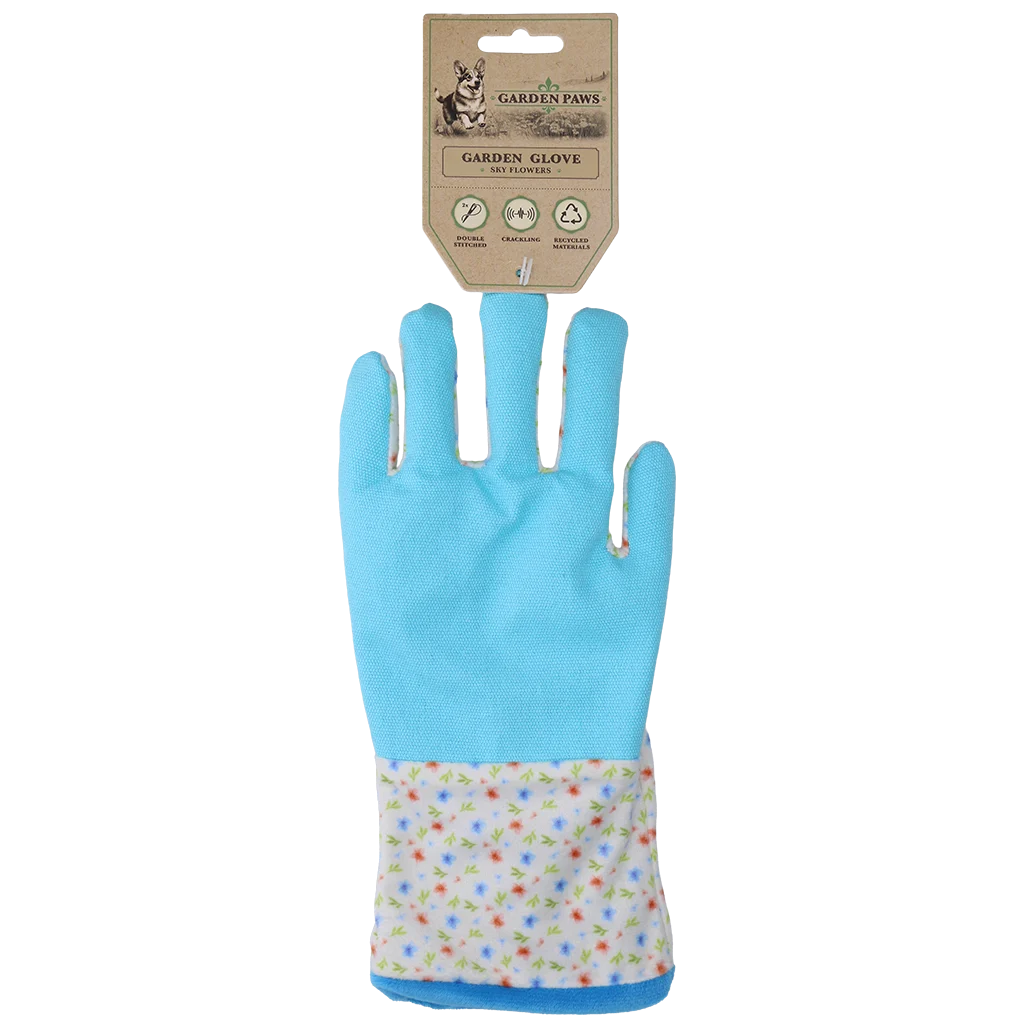 Schnüffelspielzeug mit Knistermaterial und Platz für Leckerlis – Garden Paws Garden Glove Sky Flowers – Bild 1