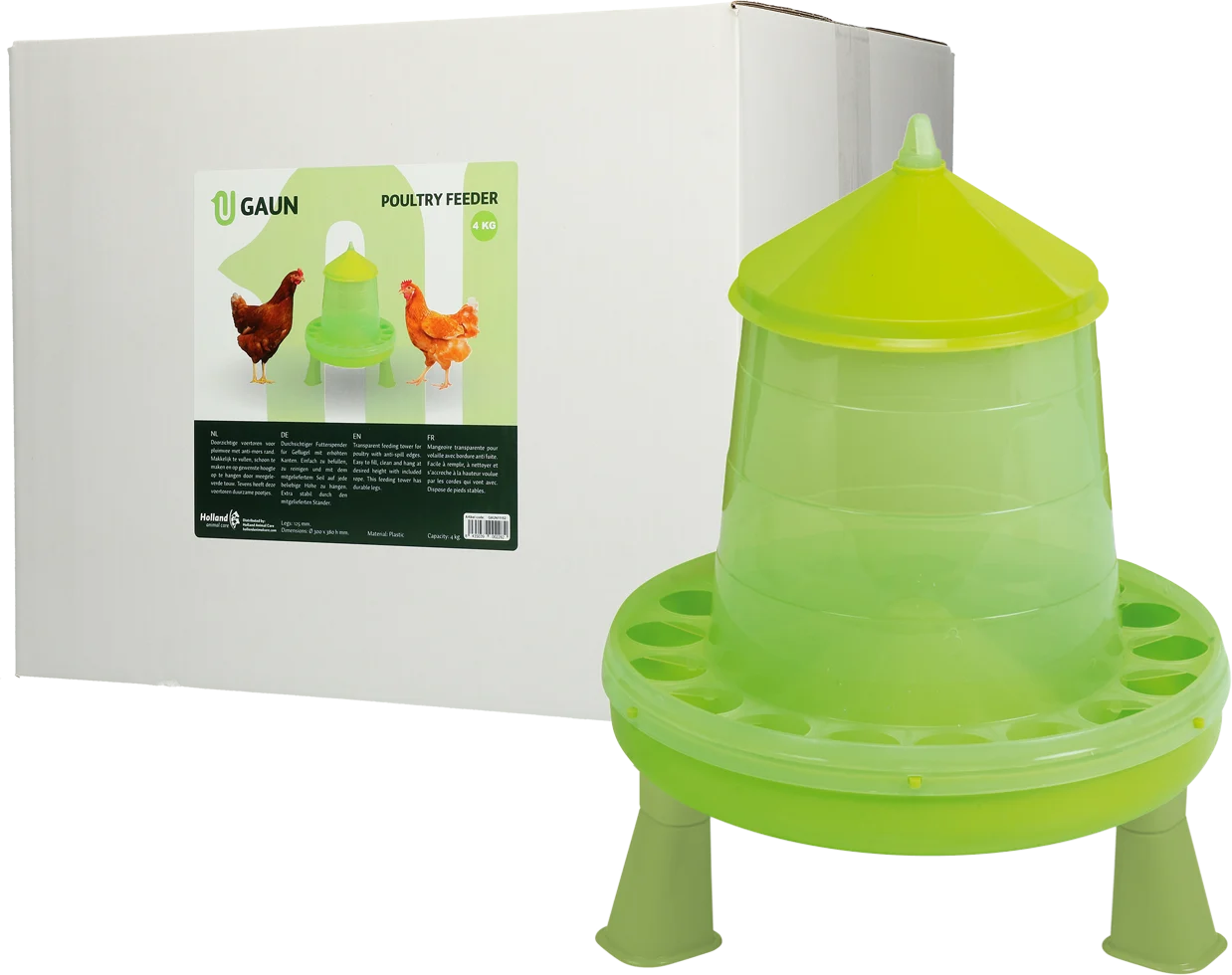 GAUN11152.png Futterturm für Geflügel auf Füßen, Limettengrün, 4 kg – Gaun – Bild 1
