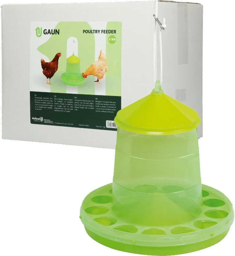 Futterturm für Geflügel aus transparentem Biokunststoff, limettengrün, 2 kg – Gaun Bio Green Lemon