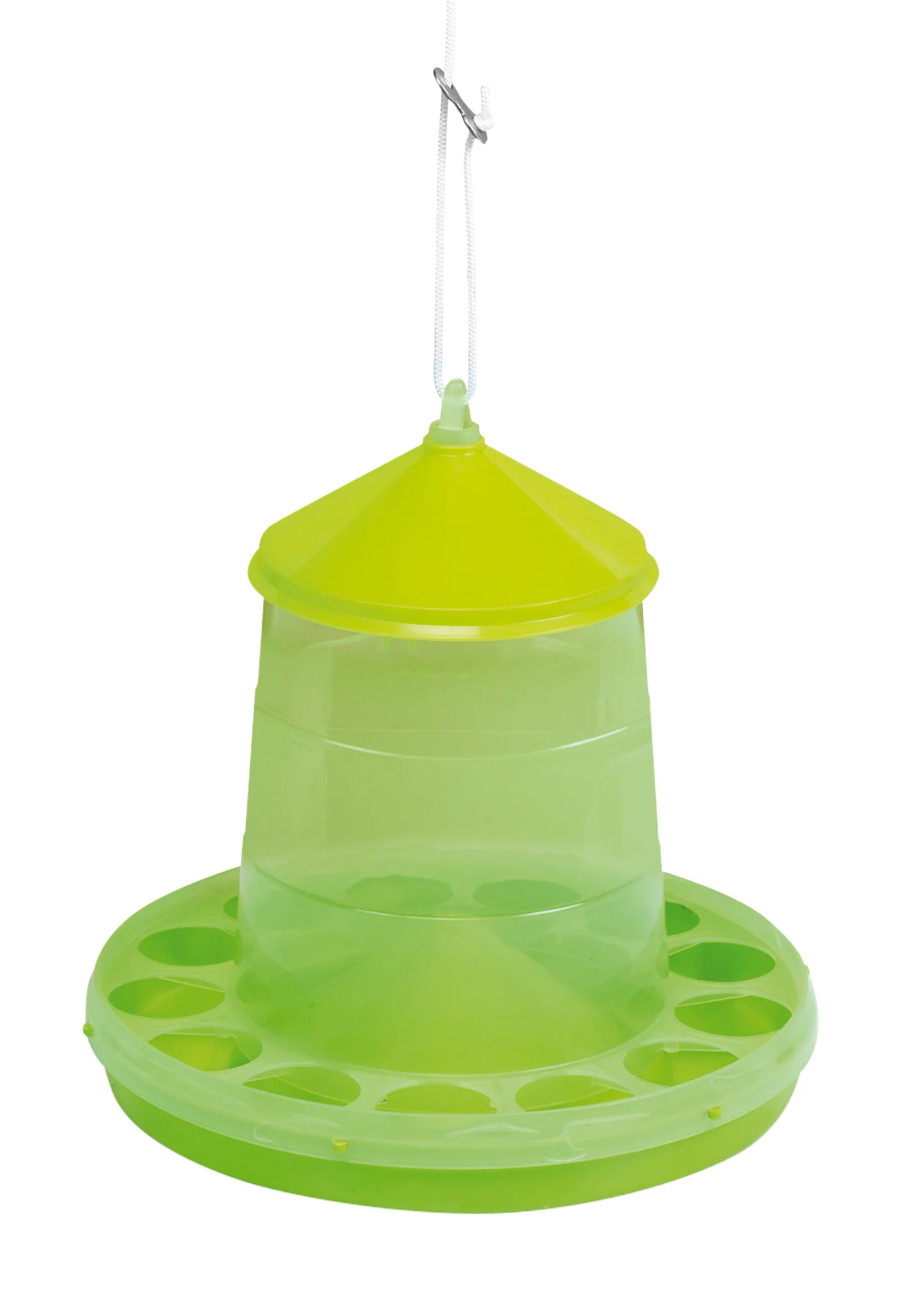 Futterturm für Geflügel aus transparentem Biokunststoff, limettengrün, 2 kg – Gaun Bio Green Lemon – Bild 2