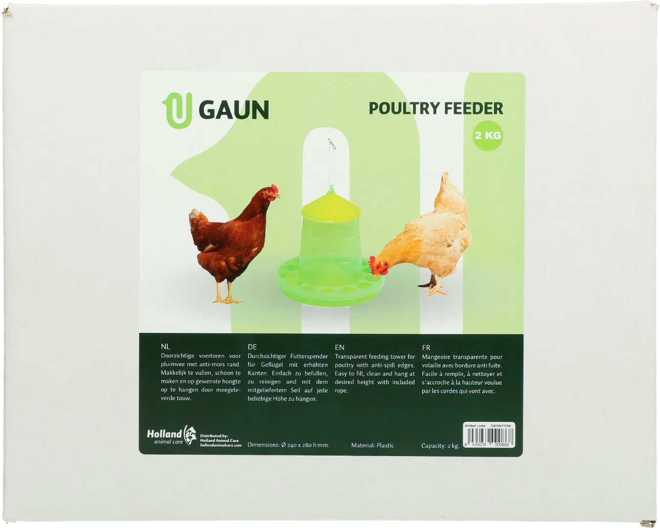 Futterturm für Geflügel aus transparentem Biokunststoff, limettengrün, 2 kg – Gaun Bio Green Lemon – Bild 5