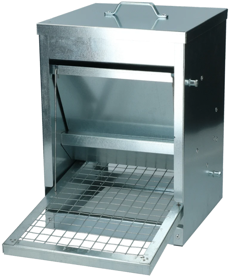 Hühnerfutterautomat aus verzinktem Metall mit Gitter, 5 kg – Gaun