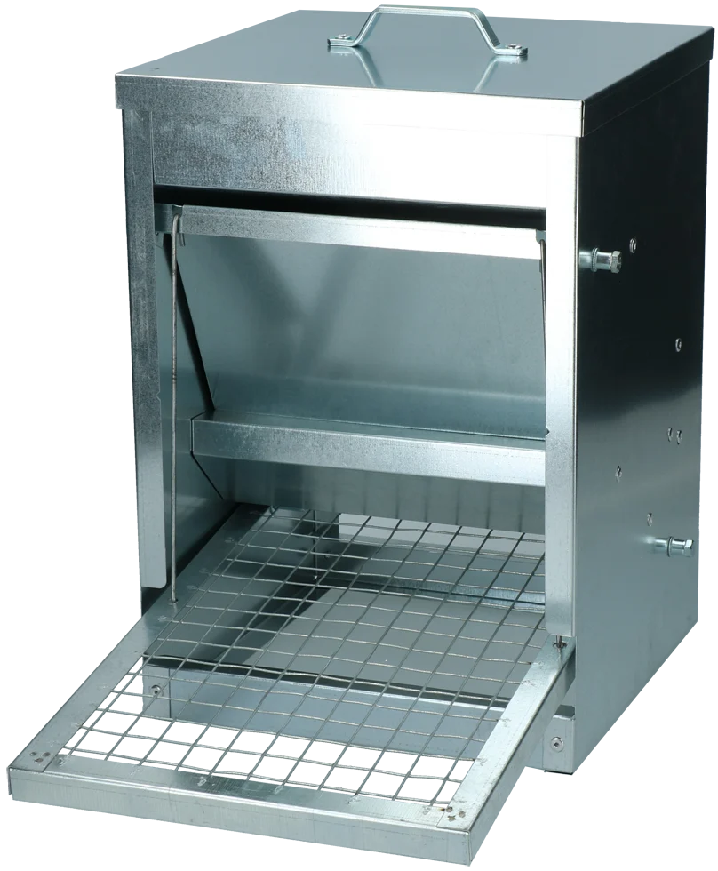Hühnerfutterautomat aus verzinktem Metall mit Gitter, 5 kg – Gaun – Bild 1