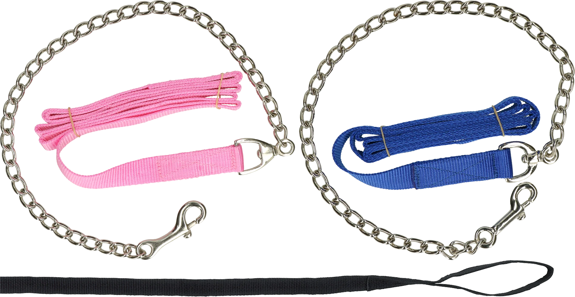 Führstrick mit Kette, Schwarz, 250 cm – Bild 1