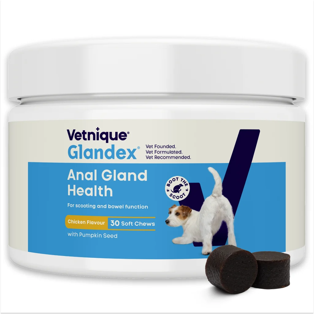 GLAN44979A.png Hundesnacks mit Hühnergeschmack und Probiotika, 30 Stück (120 g) – Glandex Soft Chews – Bild 1