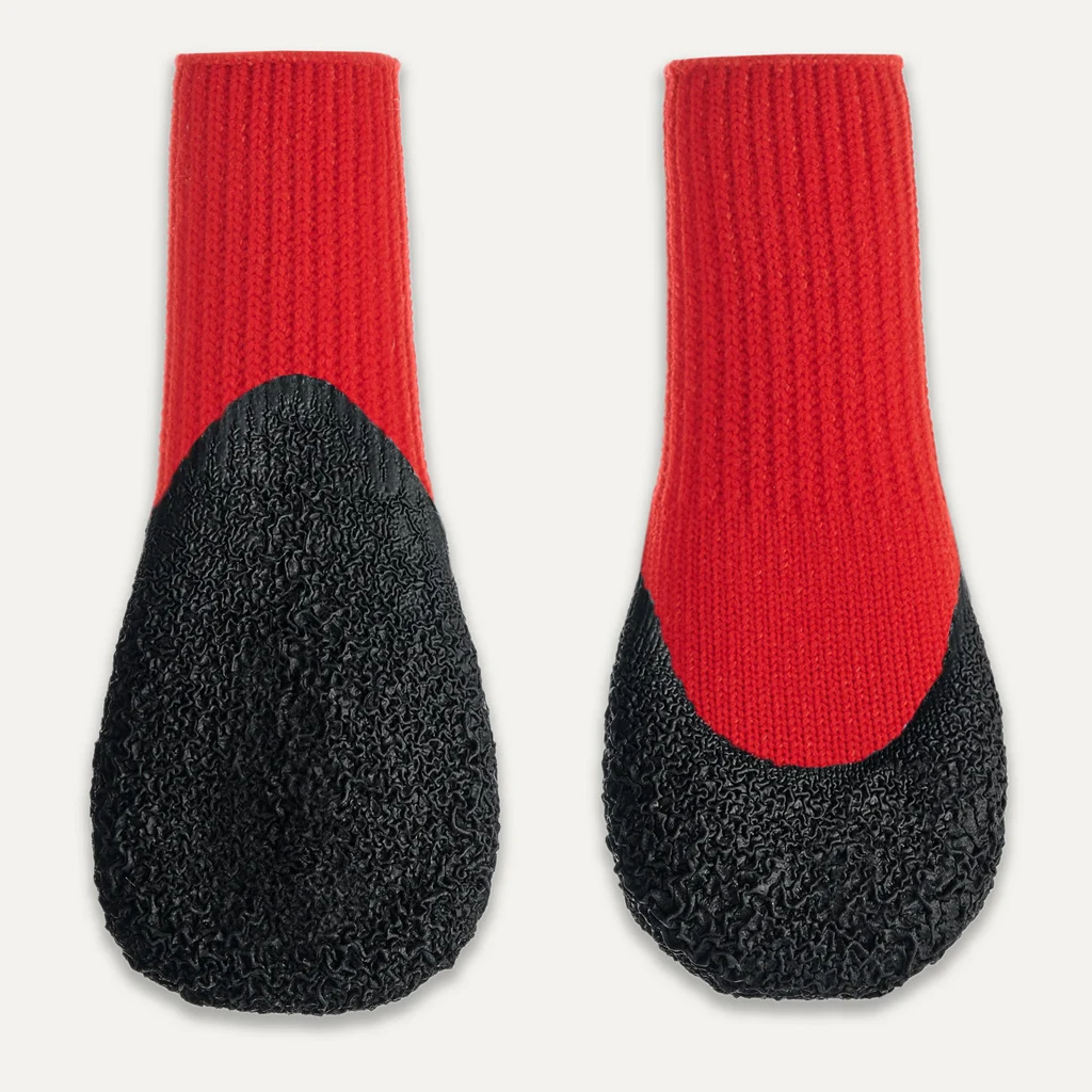 Wasserdichte Hundeschuhe mit Gummisohle, 4 Stück, XS, Rot und Schwarz – Goo-eez Lites – Bild 1