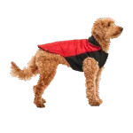 Hundejacke mit Plüschfutter und wasserabweisendem Obermaterial, Größe XL, Rot und Schwarz – Goo-eez Mock Neck Signature Wrap Jacket