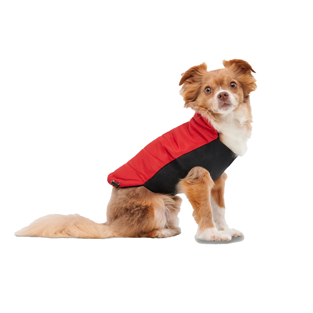 Hundejacke mit Plüschfutter und wasserabweisendem Obermaterial, Größe XL, Rot und Schwarz – Goo-eez Mock Neck Signature Wrap Jacket – Bild 3