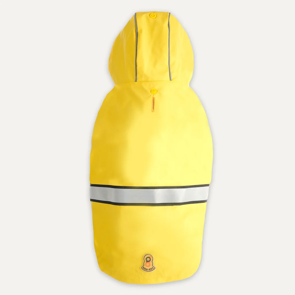 Hunderegenmantel mit Kapuze und reflektierendem Rand, Größe S, gelb und grau – Goo-eez Reflective Hooded Raincoat – Bild 3