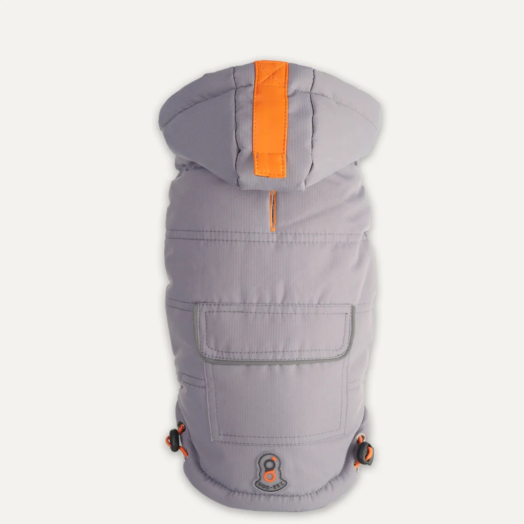 Hundeschneeanzug mit Kapuze, wasserdicht, XXS, Rückenlänge 24 cm, Grau – Goo-eez Hooded Full Body Snowsuit – Bild 5