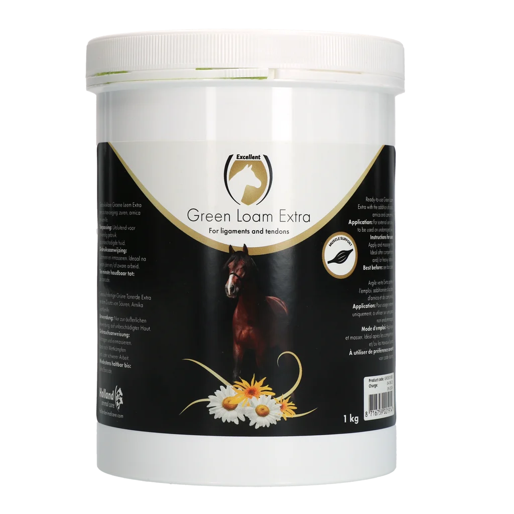 GROE01000.png Grüne Heilerde mit Kräutern, 1 kg – Excellent Horse Green Loam Extra – Bild 1