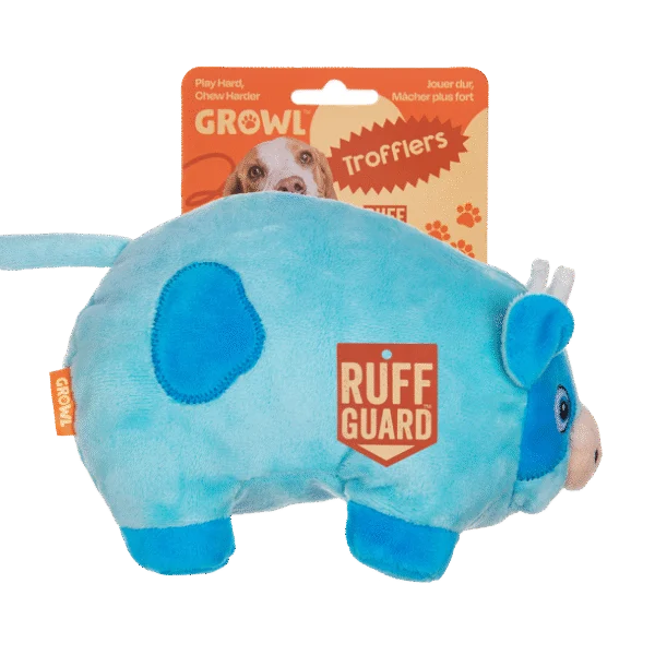 Plüsch Hundespielzeug mit großem Quietscher – Growl Trofflers Moo Moo die Kuh