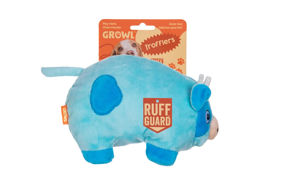 GROWL52000.png Plüsch Hundespielzeug mit großem Quietscher – Growl Trofflers Moo Moo die Kuh – Bild 1