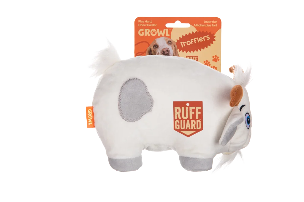 Plüsch Hundespielzeug mit großem Quietscher – Growl Trofflers Bleaty die Ziege – Bild 1