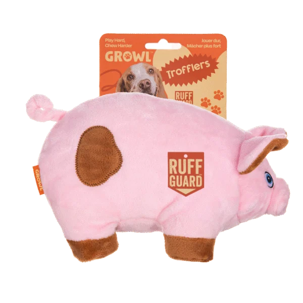 Plüsch Hundespielzeug mit großem Quietscher – Growl Trofflers Oinkers das Schwein