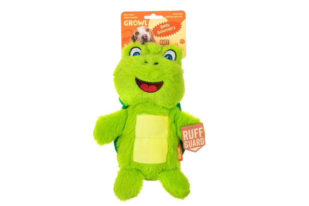 GROWL52004.png Plüsch Hundespielzeug Schildkröte mit Quietschmatte und Quietscher – Growl Belly Boomerz Tina die Schildkröte – Bild 1
