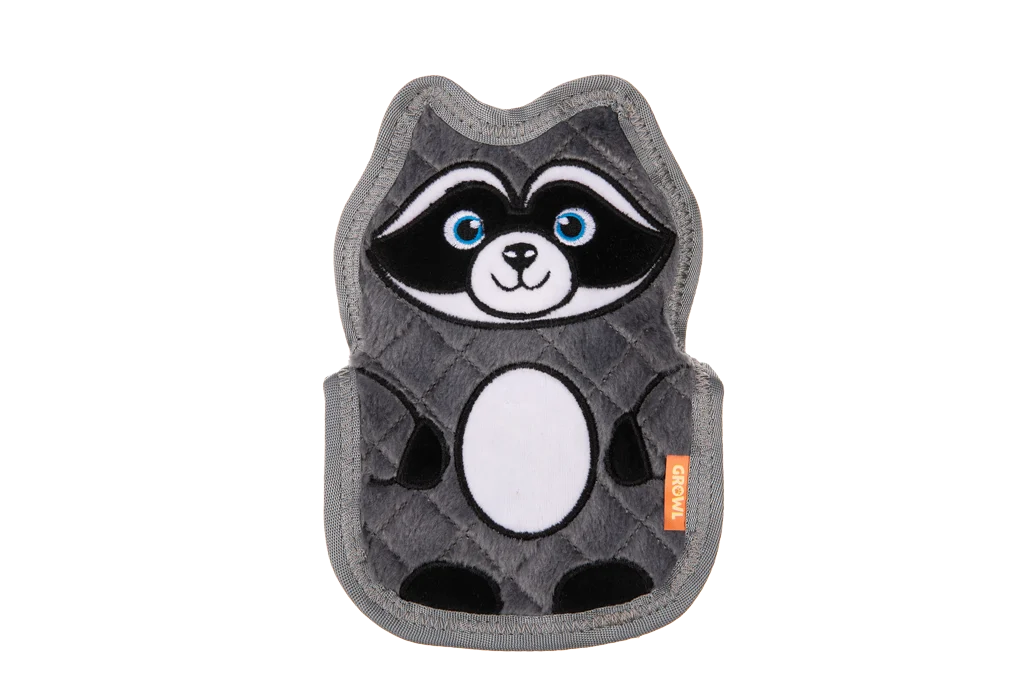 Hundespielzeug mit drei Quietschern – Growl Flip Floppz Randy der Waschbär – Bild 2