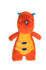 Plüsch Hundespielzeug mit Seil und großer Quietsche – Growl Stomperz Tina der orange Triceratops – Bild 2