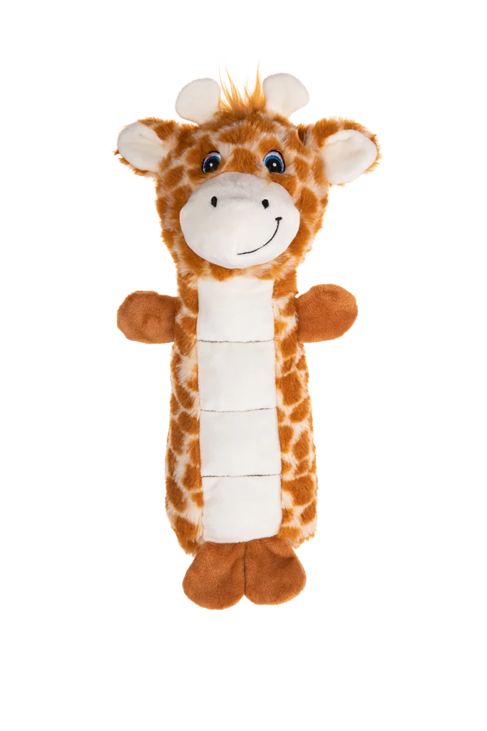Plüsch Hundekuscheltier mit Quietschfläche und Quietscher – Growl Belly Busters Ginny die Giraffe – Bild 2