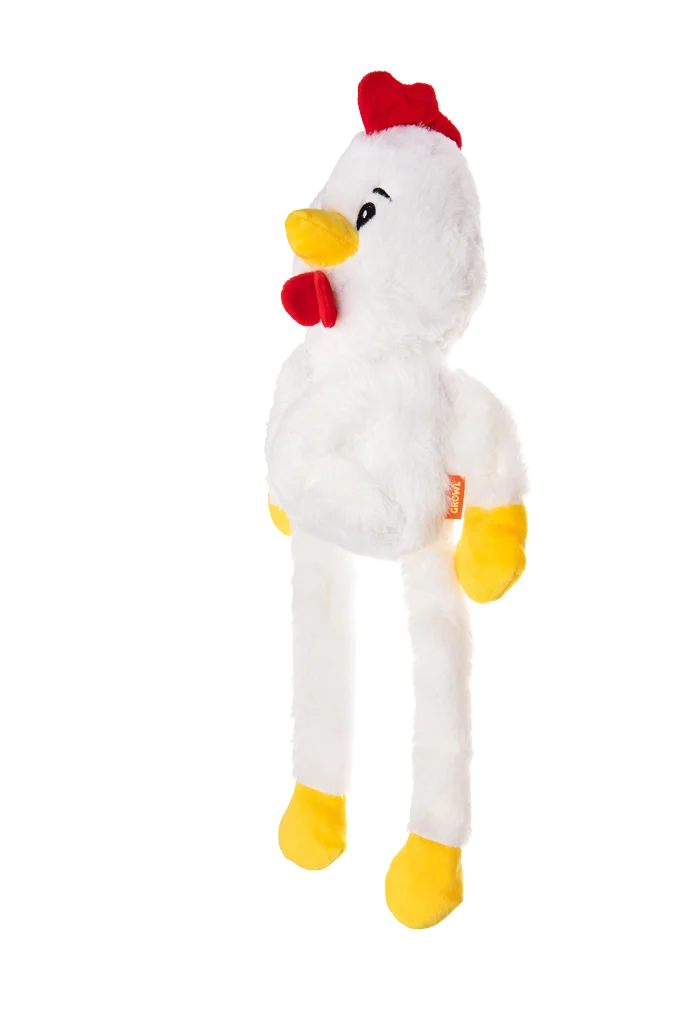 Plüsch Hundespielzeug mit 5 Quietschern – Growl Pulldozers Chuck das Huhn – Bild 3