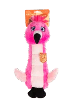 Plüsch Hundespielzeug Flamingo mit Knistermatte und Quietscher – Growl Belly Burdz Fione der Flamingo