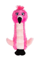 Plüsch Hundespielzeug Flamingo mit Knistermatte und Quietscher – Growl Belly Burdz Fione der Flamingo – Bild 2