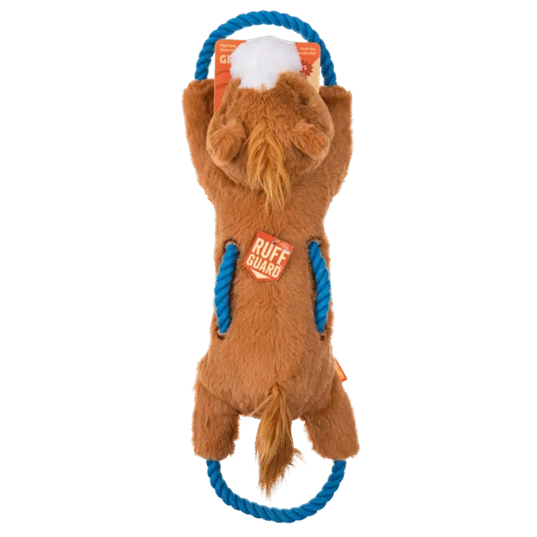 Zerrspielzeug für Hunde mit durchgehendem Seil und großem Quietscher – Growl Haystackerz Hayride, das Pferd
