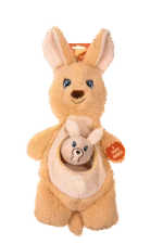Plüsch Hundekuscheltier mit Quietschern und 2 versteckten Spielzeugen – Growl Sidekicks Kanga Joey