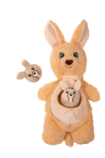 Plüsch Hundekuscheltier mit Quietschern und 2 versteckten Spielzeugen – Growl Sidekicks Kanga Joey – Bild 2