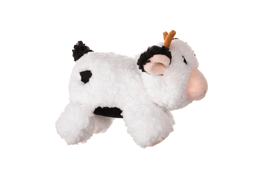 Hundekuscheltier aus Sherpa Plüsch mit großem Quietscher – Growl Fuzzaroos Coco, die Kuh – Bild 4