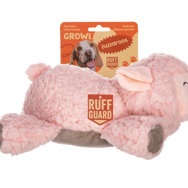 Hundespielzeug aus Sherpa Plüsch mit großem Quietscher – Growl Fuzzaroos Lolly das Lämmchen