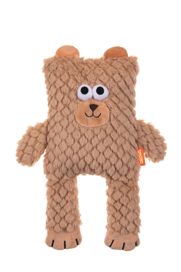 Plüschhundespielzeug in Blockform mit Quietscher – Growl Block Heads Boxy der Bär – Bild 2