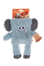 Plüschhundespielzeug mit Blockform und Quietscher – Growl Block Heads Trunky der Elefant