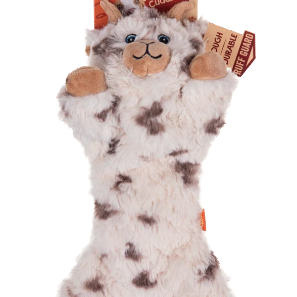 Plüschhundespielzeug mit 5 Quietschern und Knisterpapier – Growl Cuddlerz Nibblers die Ziege