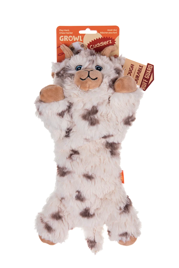 GROWL52074.png Plüschhundespielzeug mit 5 Quietschern und Knisterpapier – Growl Cuddlerz Nibblers die Ziege – Bild 1
