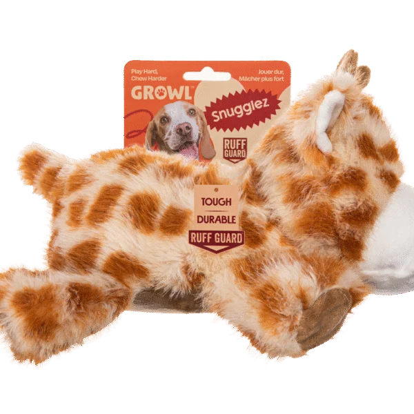 Plüsch Hundekuscheltier mit stabilen Nähten – Growl Snugglez Glen die Giraffe
