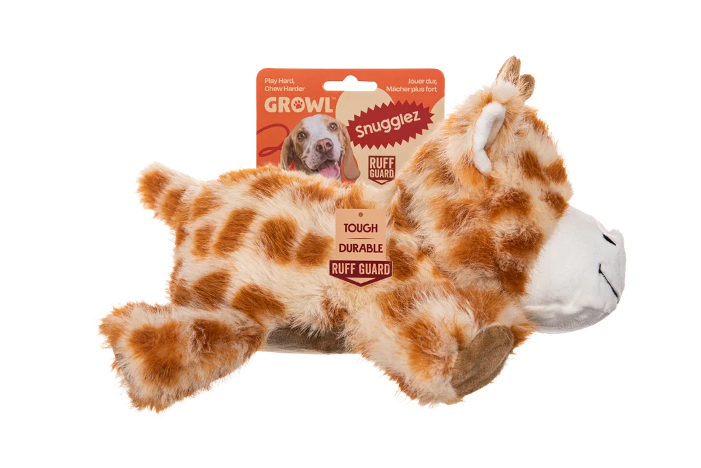 Plüsch Hundekuscheltier mit stabilen Nähten – Growl Snugglez Glen die Giraffe – Bild 1