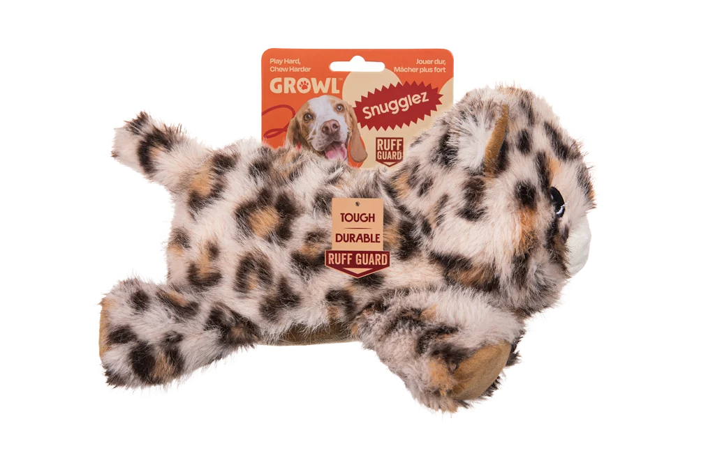 Plüsch Hundespielzeug mit verstärkten Nähten – Growl Snugglez Larry der Leopard – Bild 1