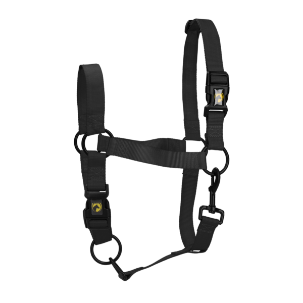 Halfter aus Nylon mit verstellbarem Nasenriemen und Genickstück, Schwarz S – Excellent Essential