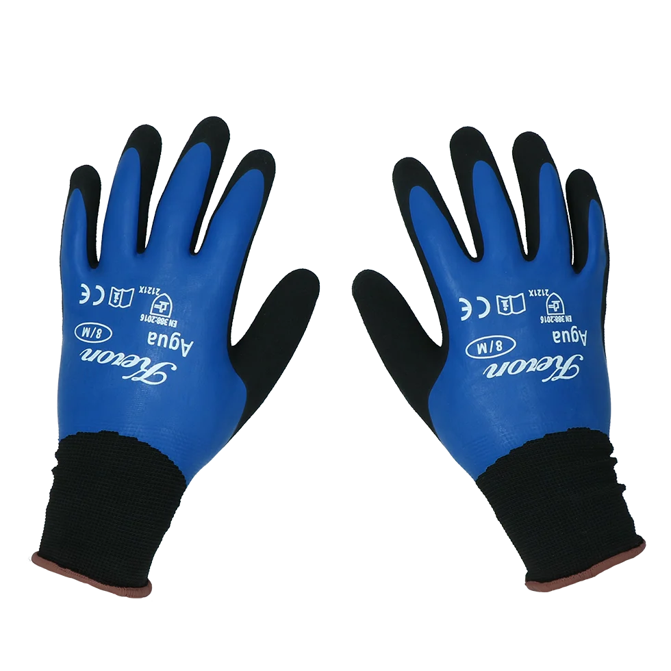 HAND031.png Nylon Arbeitshandschuhe mit Latexschaum, wasserbeständig, Größe S (7) – Keron Fine-knit Agua – Bild 1