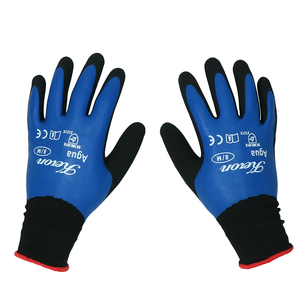 Nylon Arbeitshandschuhe mit Latexschaum, wasserbeständig, Größe M (8) – Keron Fine-knit Agua – Bild 1