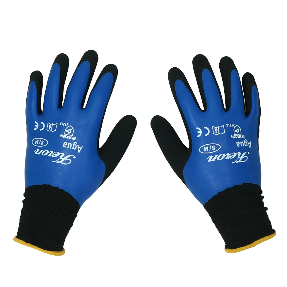 Nylon Arbeitshandschuhe mit Latexschaum, wasserbeständig, Größe L (9) – Keron Fine-knit Agua – Bild 1