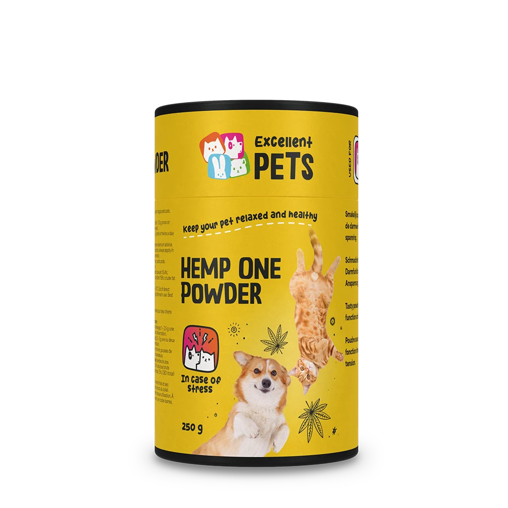 Hanfblütenpulver für Hunde und Katzen mit Johannisbrot, 250 g – Excellent Pets Hemp One Powder – Bild 1