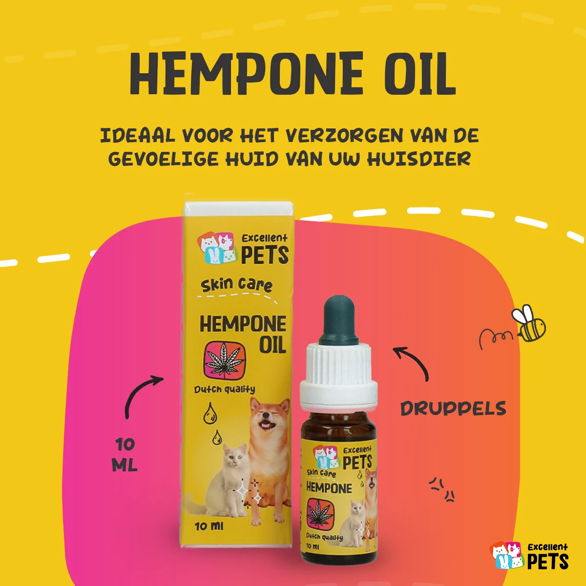 Hautpflegeöl für Hunde mit Hanfsamenöl, 10 ml – Excellent Pets HempOne Oil – Bild 2