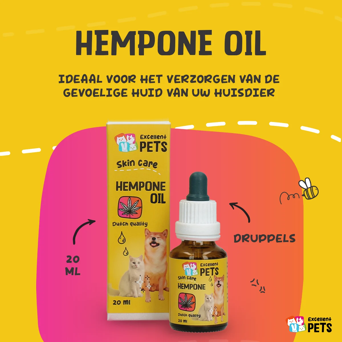 Hautpflegeöl für Hunde mit Hanfsamenöl, 20 ml – Excellent Pets HempOne Oil – Bild 2