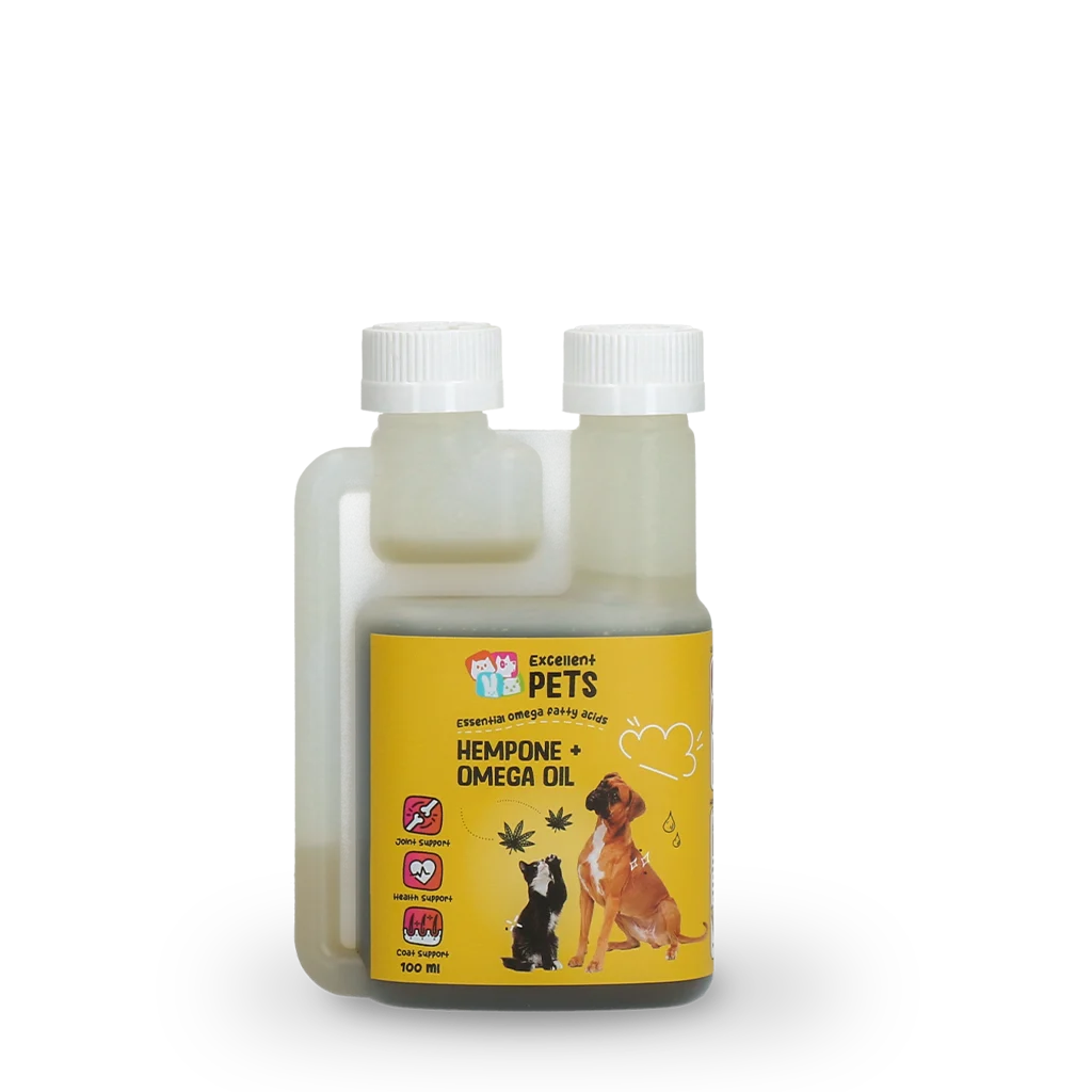 Ölmischung für Hunde und Katzen mit Hanfsamenöl, 100 ml – Excellent Pets HempOne + Omega Oil – Bild 1
