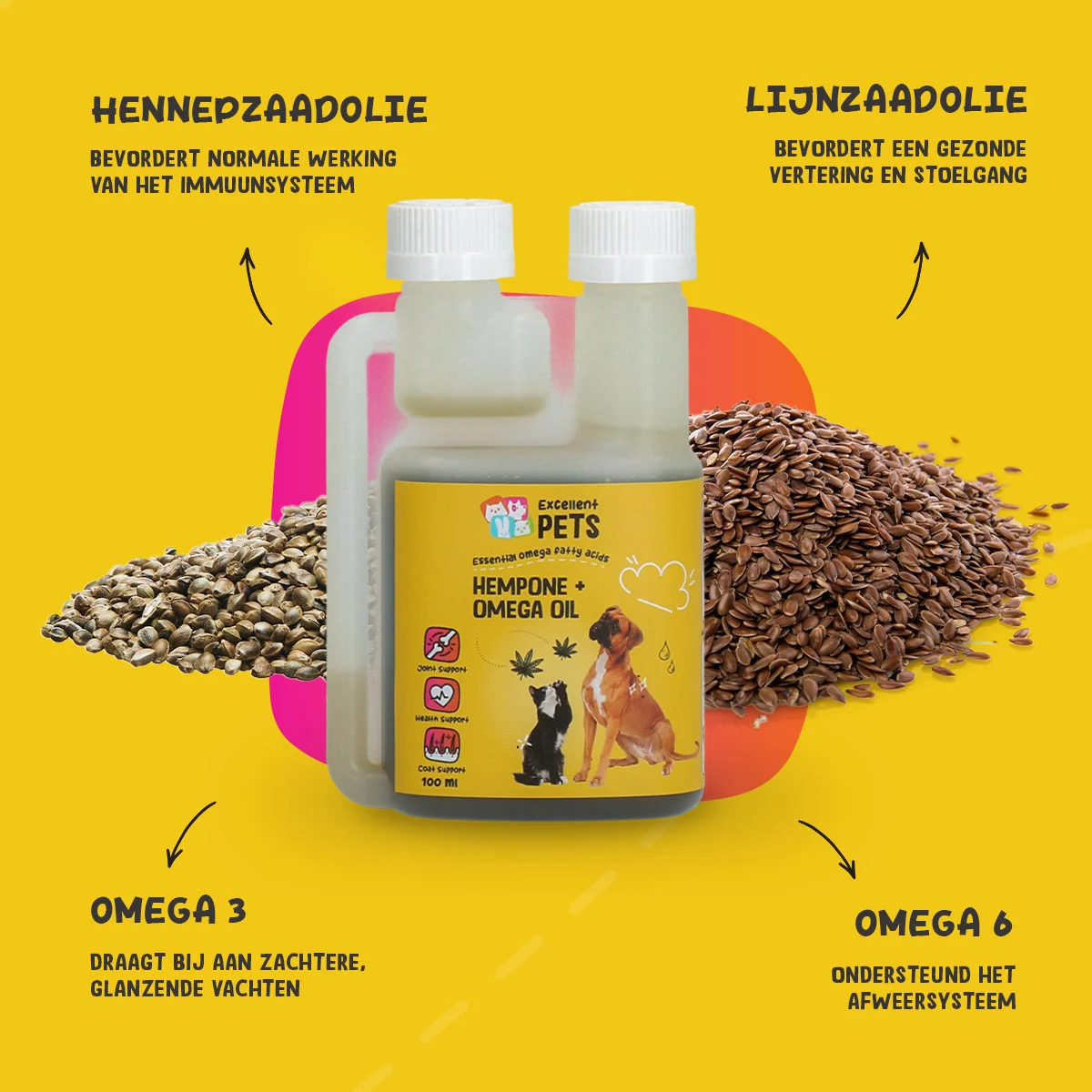 Ölmischung für Hunde und Katzen mit Hanfsamenöl, 100 ml – Excellent Pets HempOne + Omega Oil – Bild 5